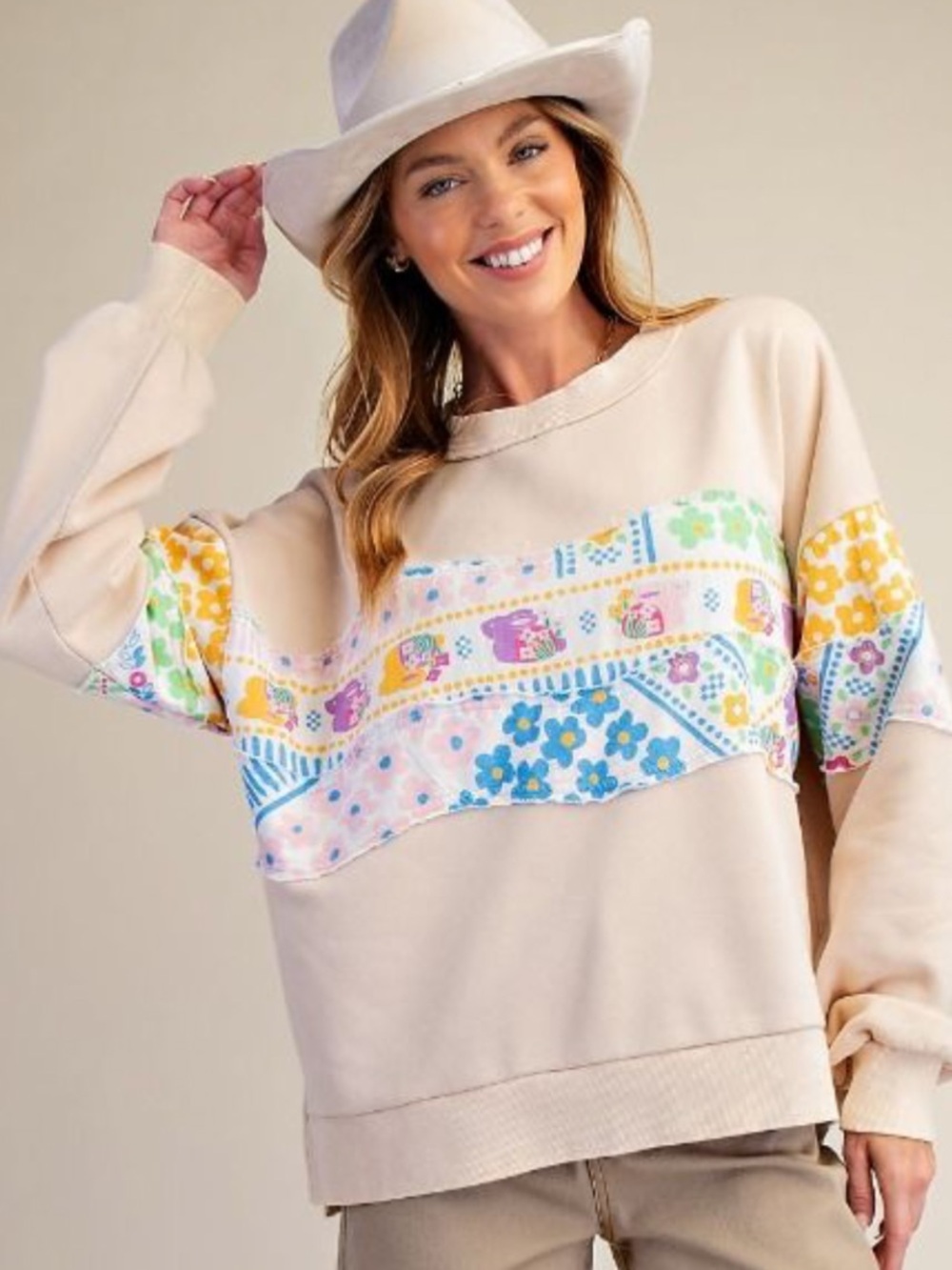 471 1-H EASEL PRINT MX WASHED KNIT PULLOVER